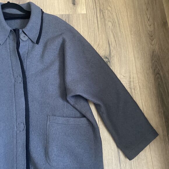 Babette Size Medium Boiled Wool Long Sweater Jacket Snap Closure Lagenlook - Picture 3 of 8